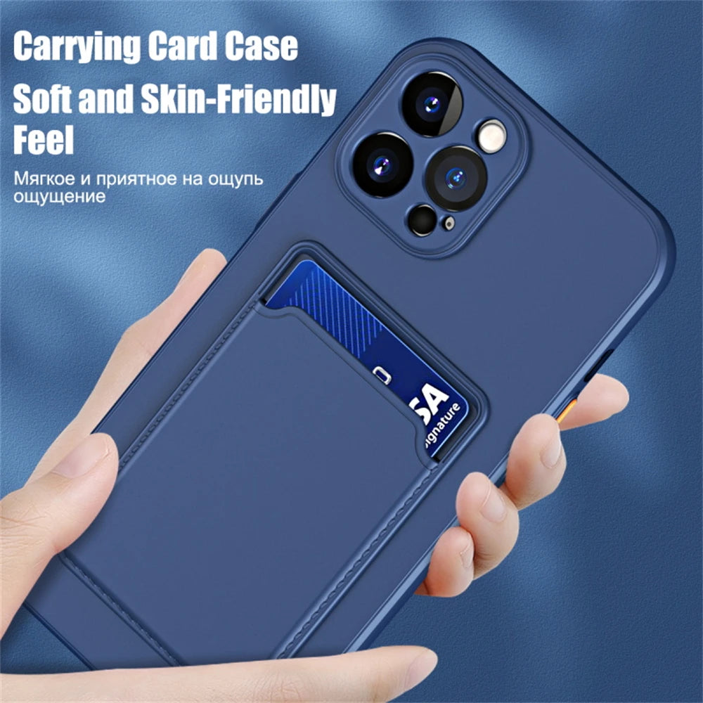 Luxury Soft Silicone Wallet Case for iPhone