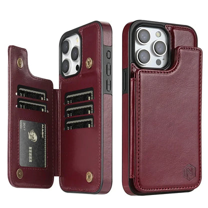 RFID Blocking Leather Wallet Case for iPhone