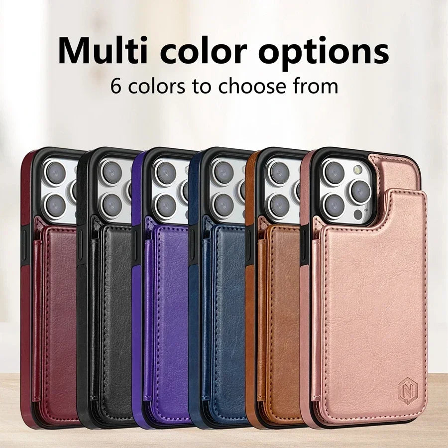 RFID Blocking Leather Wallet Case for iPhone