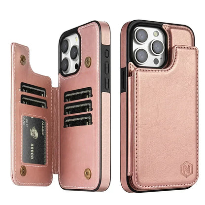 RFID Blocking Leather Wallet Case for iPhone