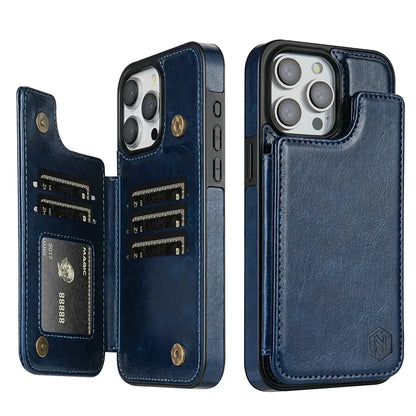 RFID Blocking Leather Wallet Case for iPhone