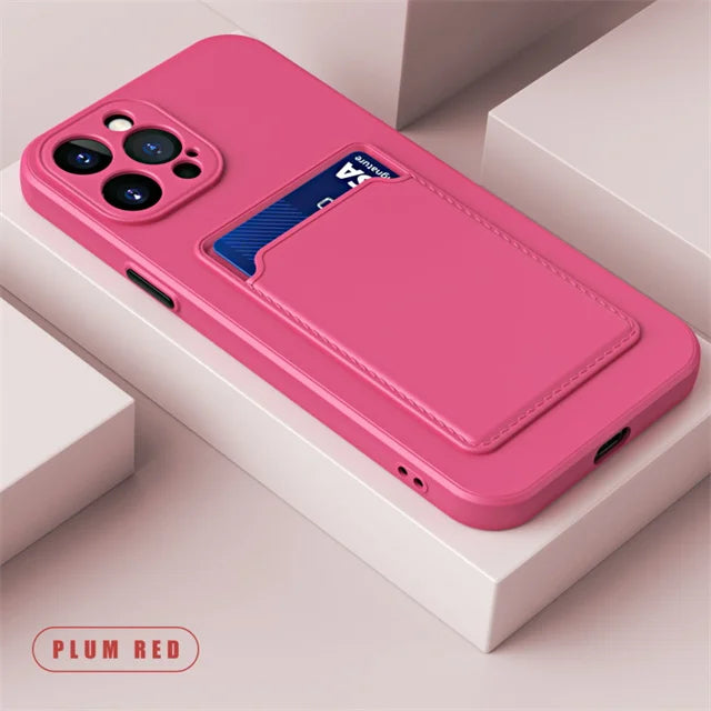 Luxury Soft Silicone Wallet Case for iPhone